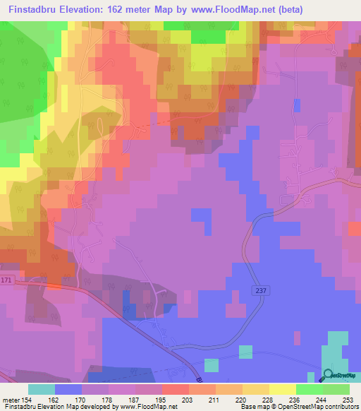 Finstadbru,Norway Elevation Map
