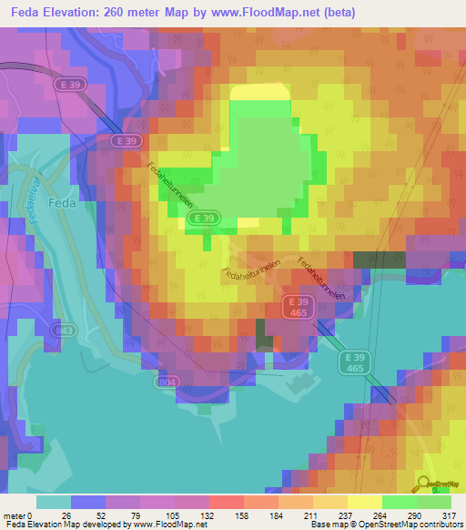 Feda,Norway Elevation Map
