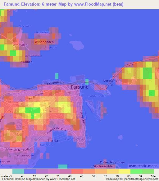 Farsund,Norway Elevation Map