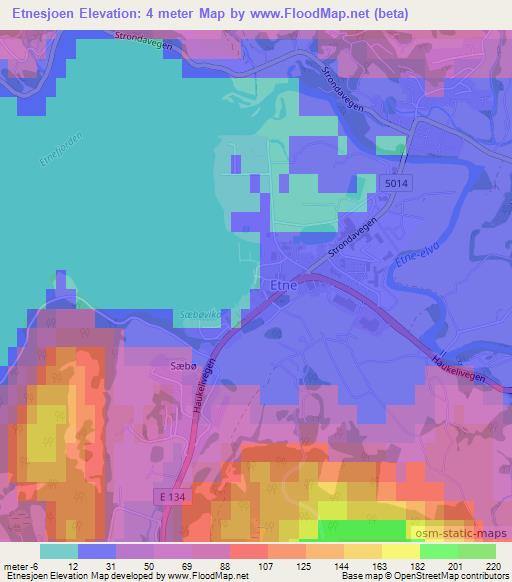 Etnesjoen,Norway Elevation Map