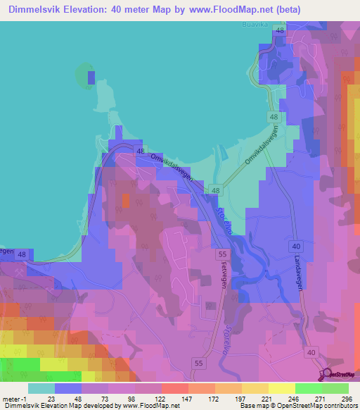 Dimmelsvik,Norway Elevation Map