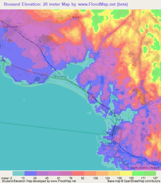 Brusand,Norway Elevation Map
