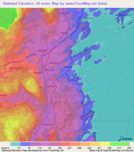 Blakstad,Norway Elevation Map