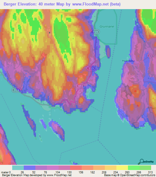 Berger,Norway Elevation Map