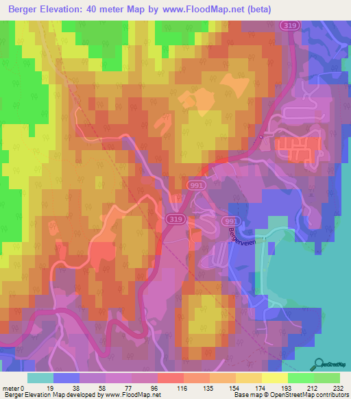 Berger,Norway Elevation Map