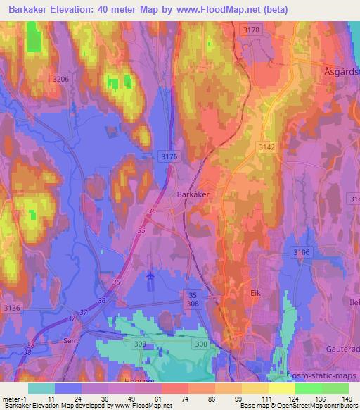 Barkaker,Norway Elevation Map
