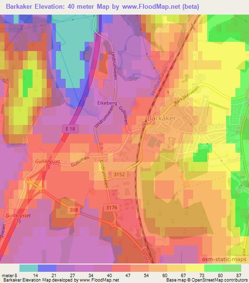 Barkaker,Norway Elevation Map