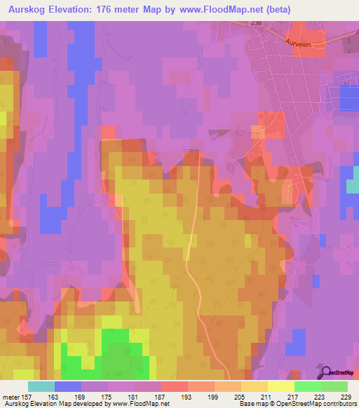 Aurskog,Norway Elevation Map