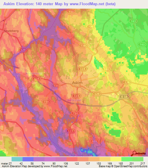 Askim,Norway Elevation Map