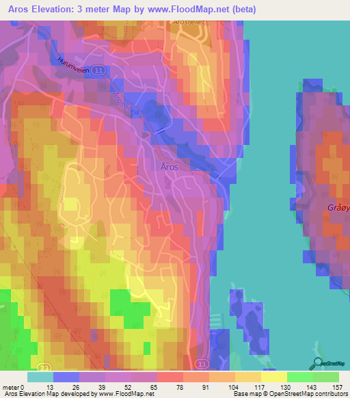 Aros,Norway Elevation Map