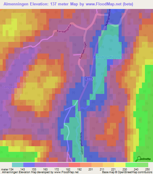 Almenningen,Norway Elevation Map