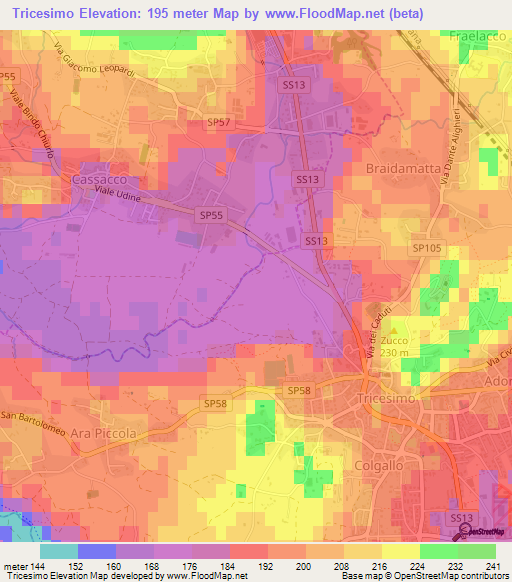 Tricesimo,Italy Elevation Map