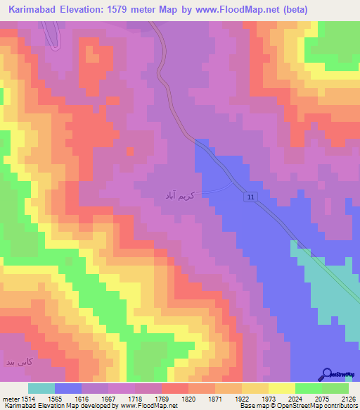 Karimabad,Iran Elevation Map
