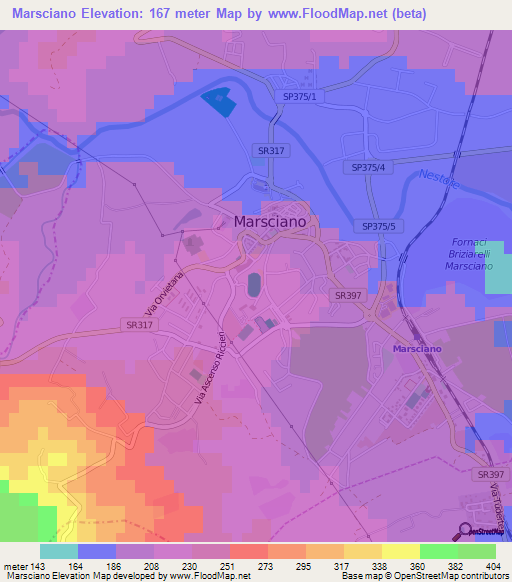 Marsciano,Italy Elevation Map