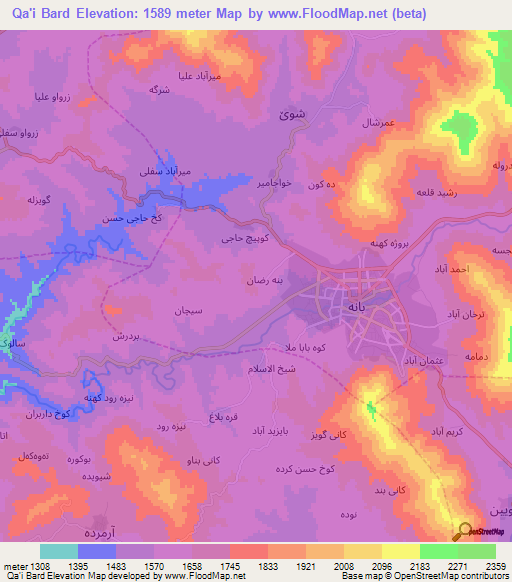 Qa'i Bard,Iran Elevation Map