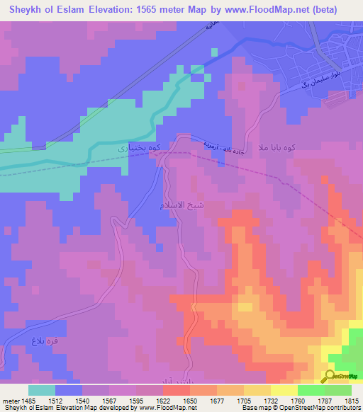 Sheykh ol Eslam,Iran Elevation Map