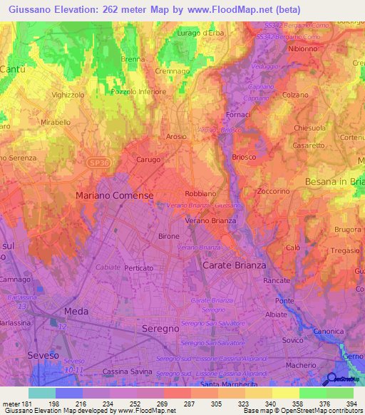 Giussano,Italy Elevation Map
