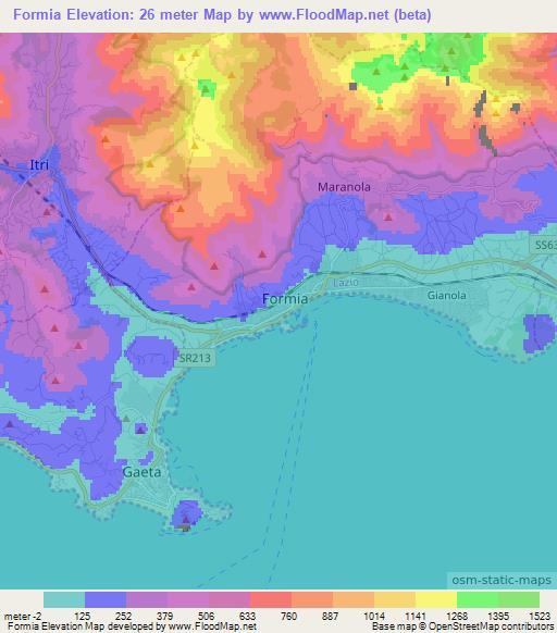 Formia,Italy Elevation Map