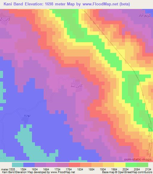 Kani Band,Iran Elevation Map