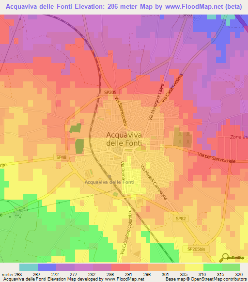 Acquaviva delle Fonti,Italy Elevation Map