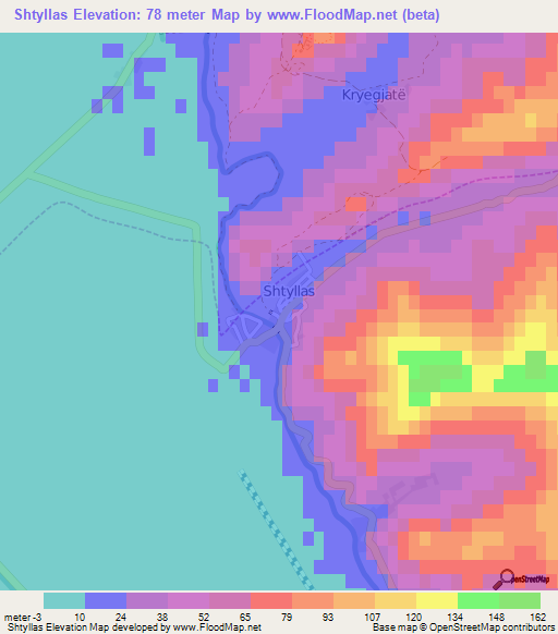 Shtyllas,Albania Elevation Map
