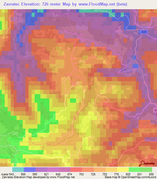 Zavratec,Slovenia Elevation Map