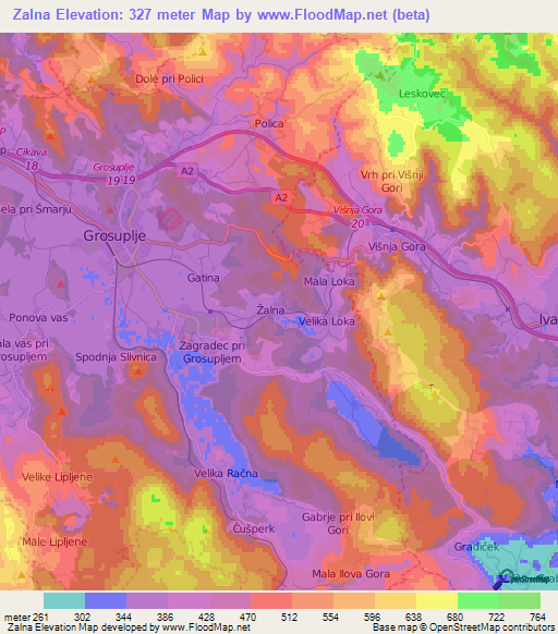 Zalna,Slovenia Elevation Map