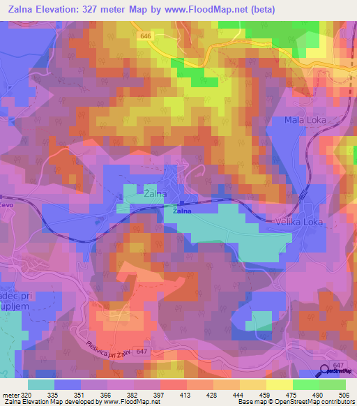 Zalna,Slovenia Elevation Map
