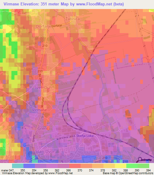 Virmase,Slovenia Elevation Map