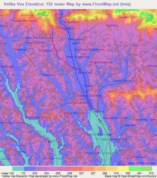 Velika Ves,Croatia Elevation Map