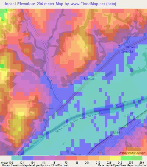 Uncani,Croatia Elevation Map