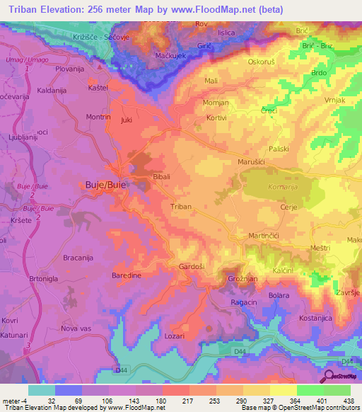 Triban,Croatia Elevation Map