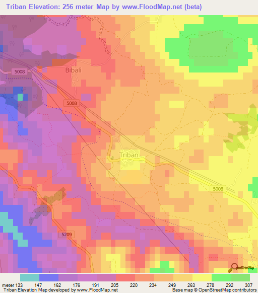 Triban,Croatia Elevation Map