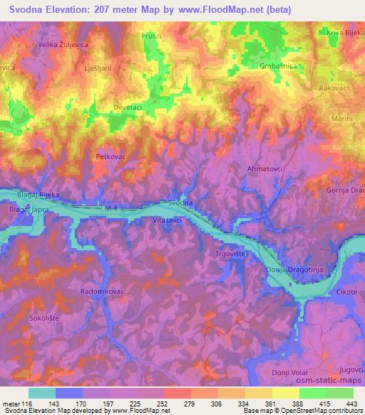 Svodna,Bosnia and Herzegovina Elevation Map