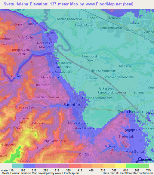 Sveta Helena,Croatia Elevation Map