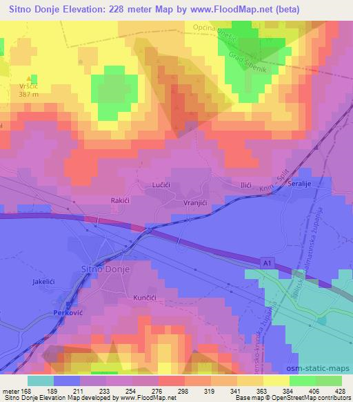 Sitno Donje,Croatia Elevation Map