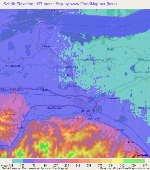 Selnik,Croatia Elevation Map