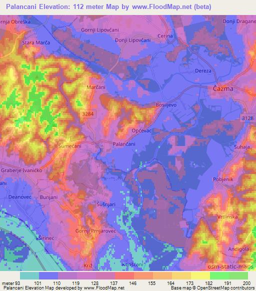 Palancani,Croatia Elevation Map