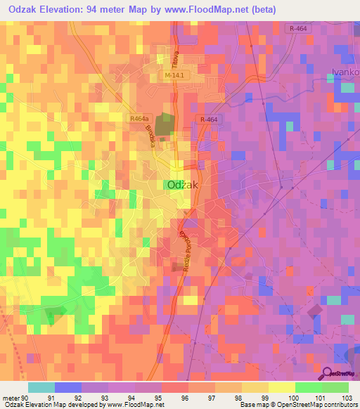 Odzak,Bosnia and Herzegovina Elevation Map