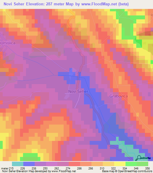 Novi Seher,Bosnia and Herzegovina Elevation Map
