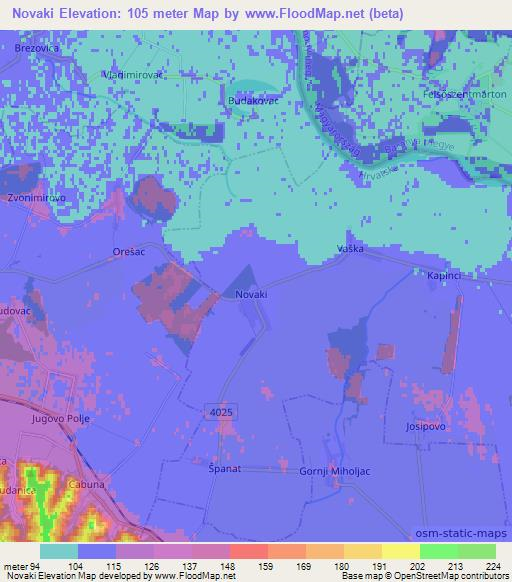 Novaki,Croatia Elevation Map
