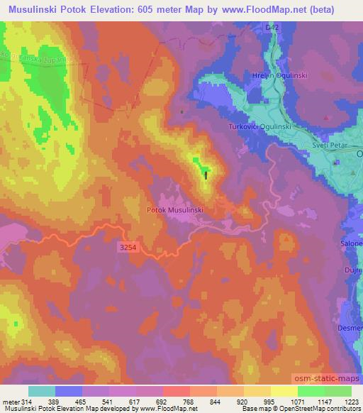 Musulinski Potok,Croatia Elevation Map