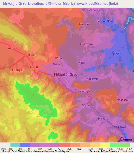 Mrkonjic Grad,Bosnia and Herzegovina Elevation Map
