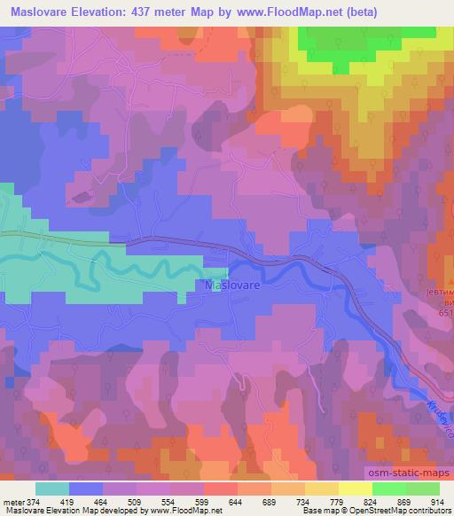 Maslovare,Bosnia and Herzegovina Elevation Map
