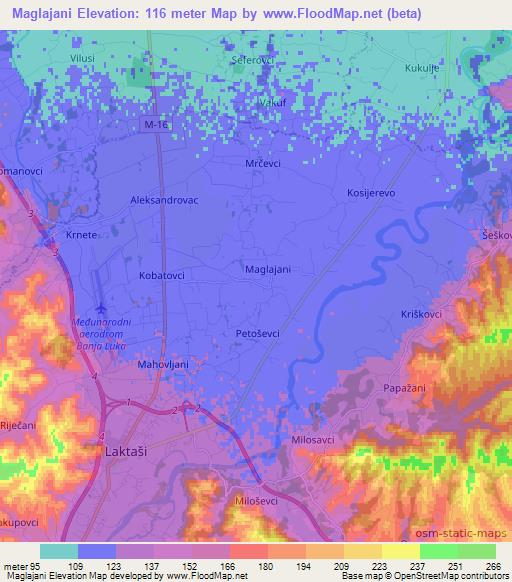 Maglajani,Bosnia and Herzegovina Elevation Map