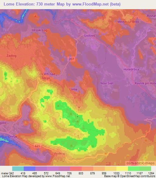 Lome,Slovenia Elevation Map