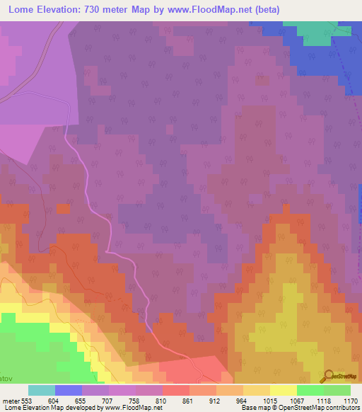Lome,Slovenia Elevation Map