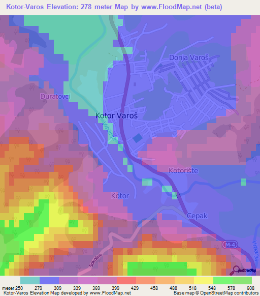 Kotor-Varos,Bosnia and Herzegovina Elevation Map