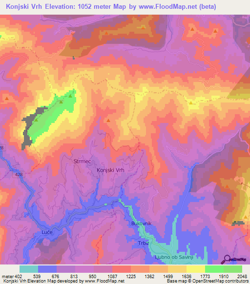 Konjski Vrh,Slovenia Elevation Map