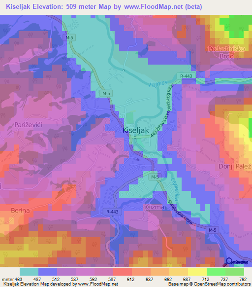 Kiseljak,Bosnia and Herzegovina Elevation Map